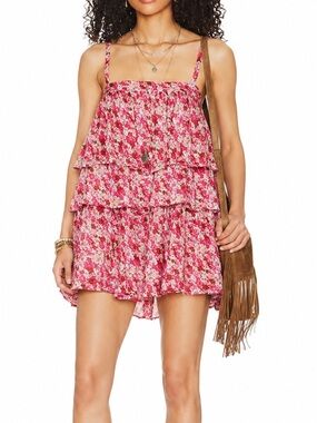 FREE PEOPLE Talia Floral Boho Smocked Tunic Dress - Pink Combo - Size Small-NWT